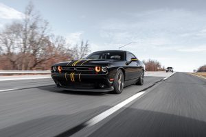 Black Dodge Challenger on Road